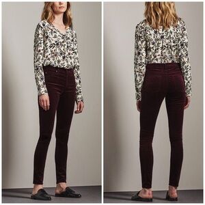 AG Farrah Skinny High Rise Ankle Pants Velvet 25 red deep currant